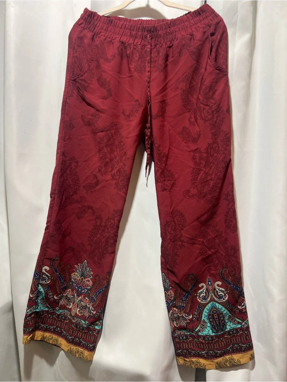 Bebop Boho Paisley Wide Leg Pull-On Pants Size M